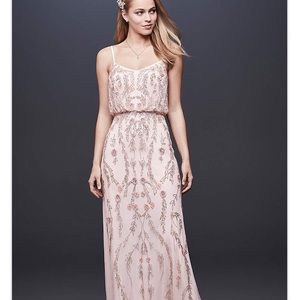 LIGHT PINK BEADED WEDDING DRESS PROM DRESS Unique!